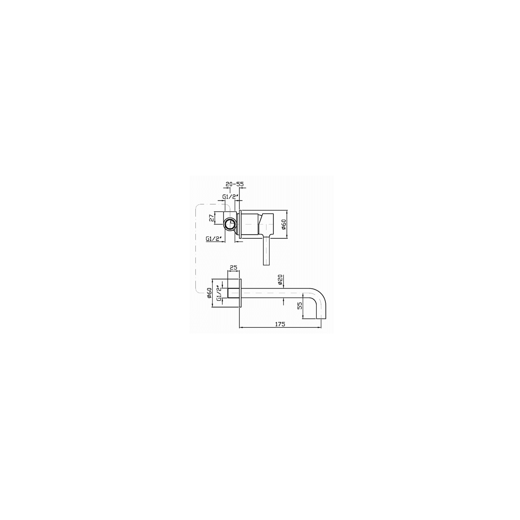 Pan Wall Mounted Basin Mixer 175MM gallery detail image