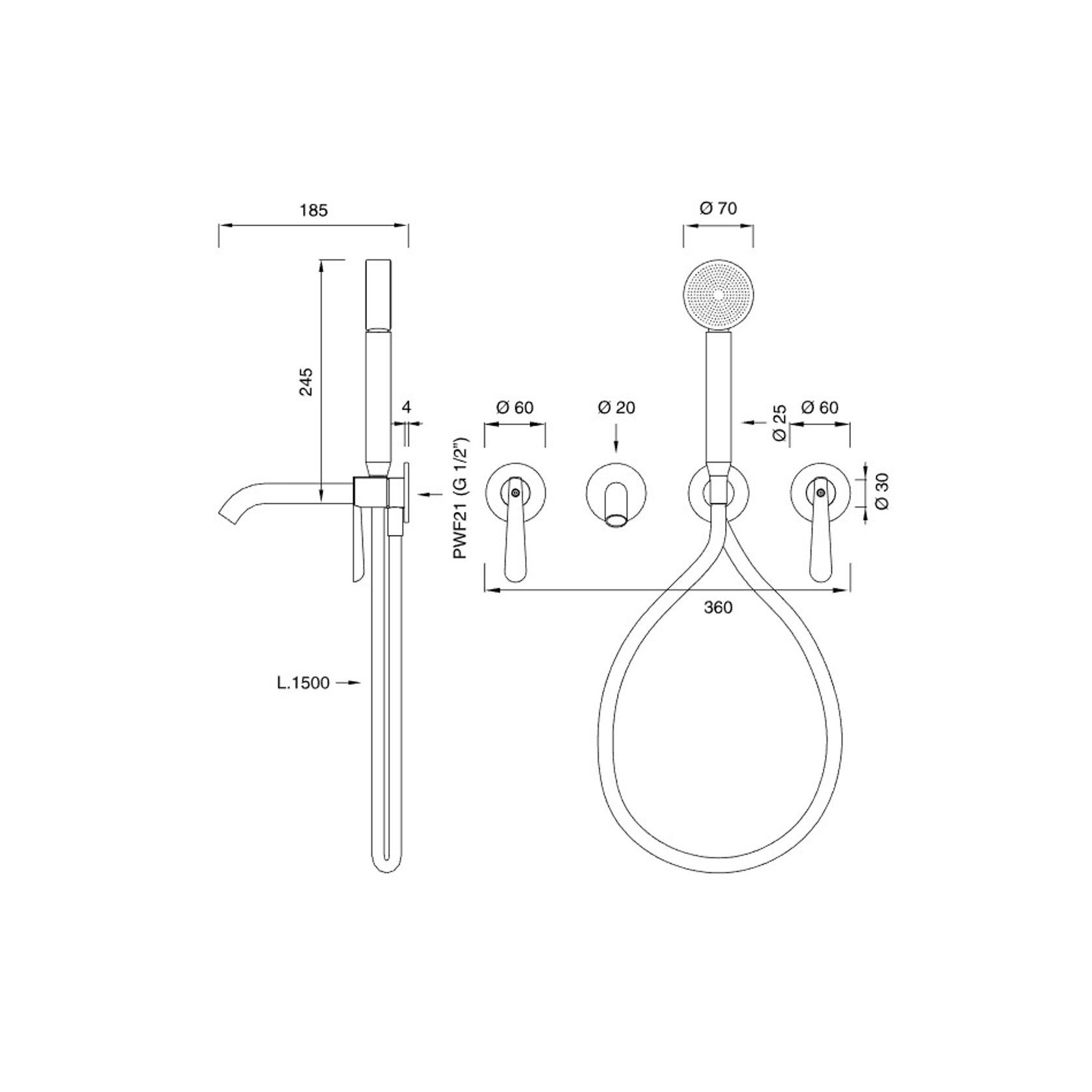 LUTEZIA PLUS Wall Mounted Bathtub Set by CEA gallery detail image