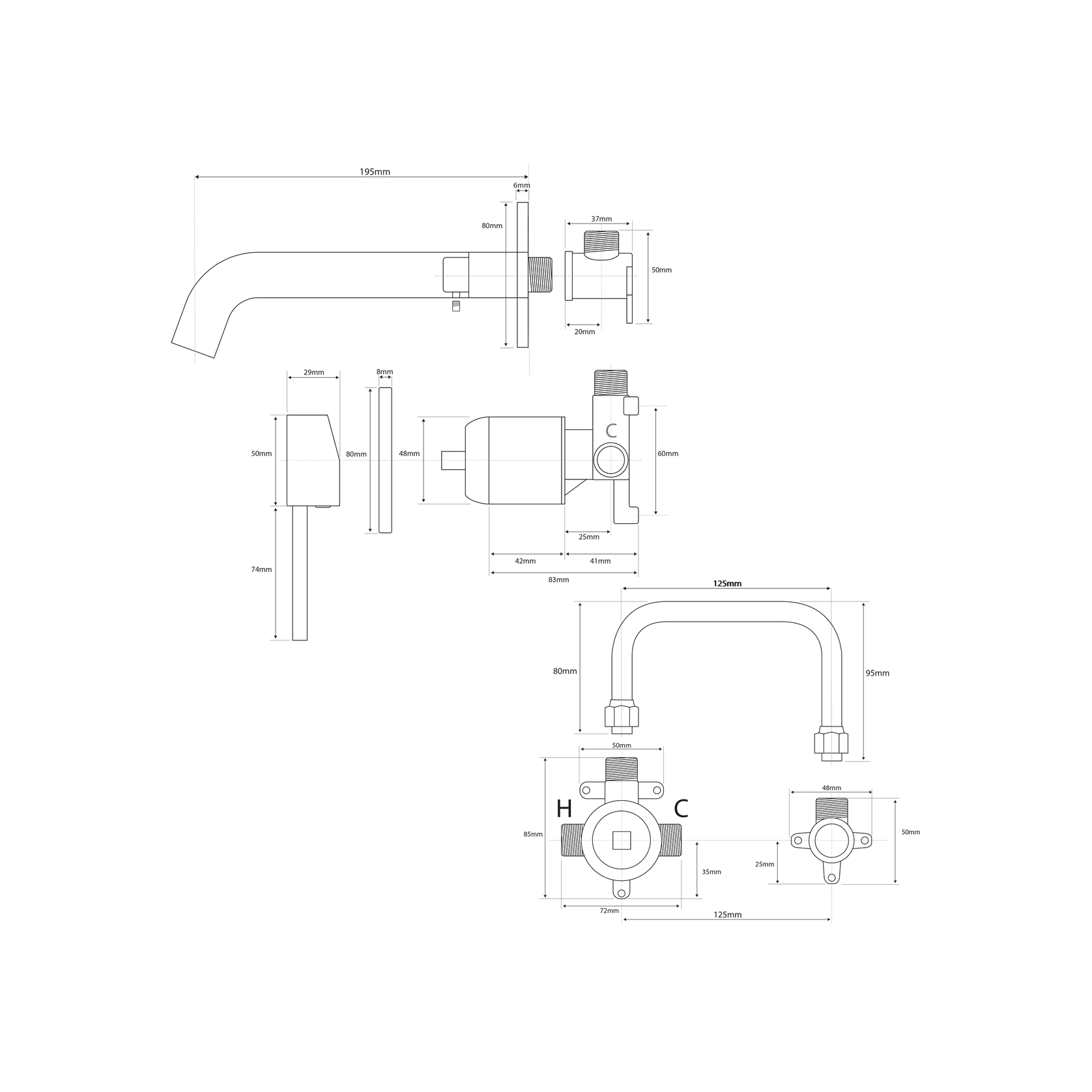 Storm Wall Mounted Basin / Bath Mixer gallery detail image