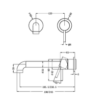 Zen SS316L Wall Basin/Bath Mixer Separate Back Plate 230mm Spout Trim Kits | Brushed Nickel gallery detail image