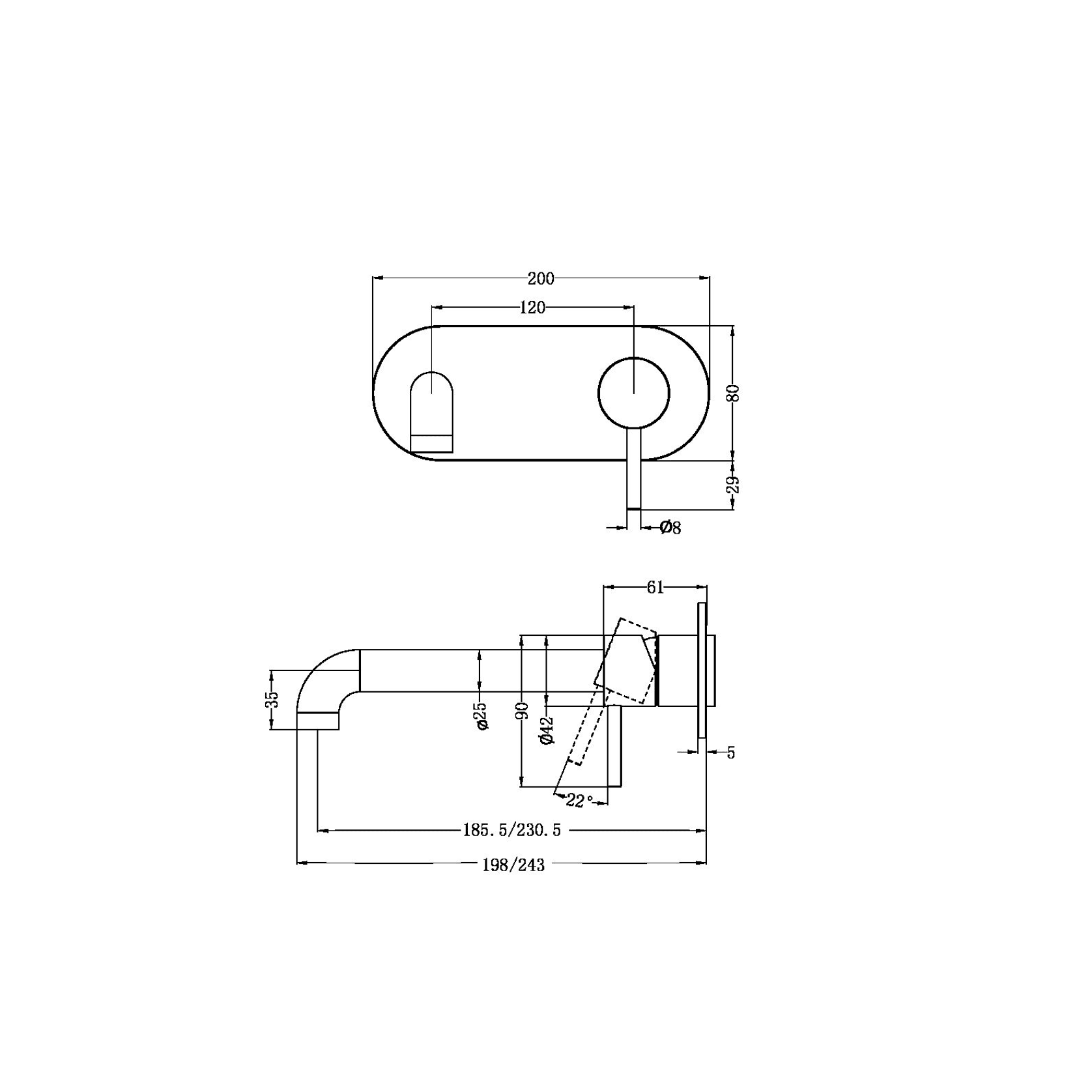 Zen SS316L Wall Basin/Bath Mixer 230mm Spout Trim Kits | Brushed Bronze gallery detail image