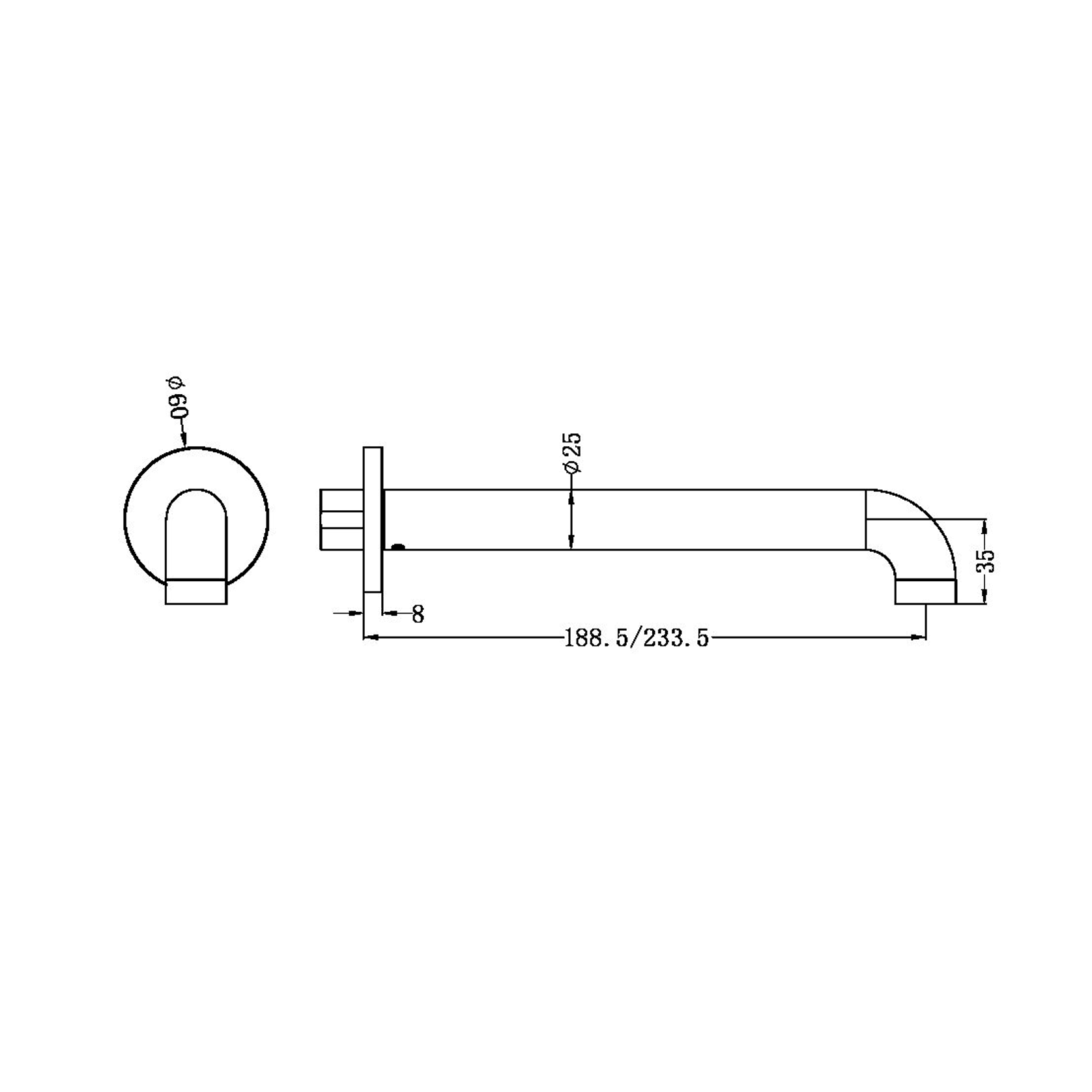 Zen SS316L Round Basin/Bath Spout 185mm | Brushed Bronze gallery detail image