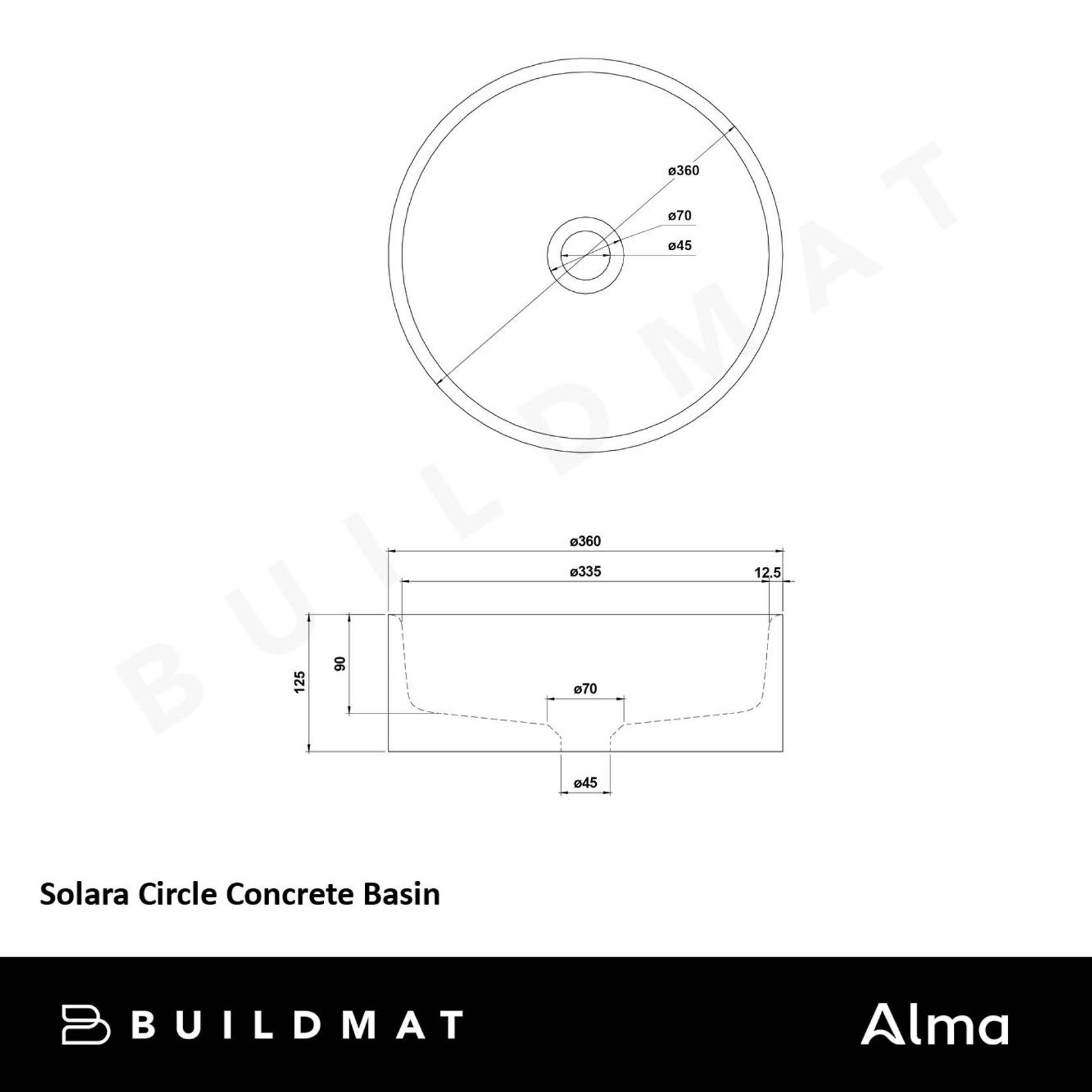 Alma Solara Circle Concrete Basin Arctic White gallery detail image