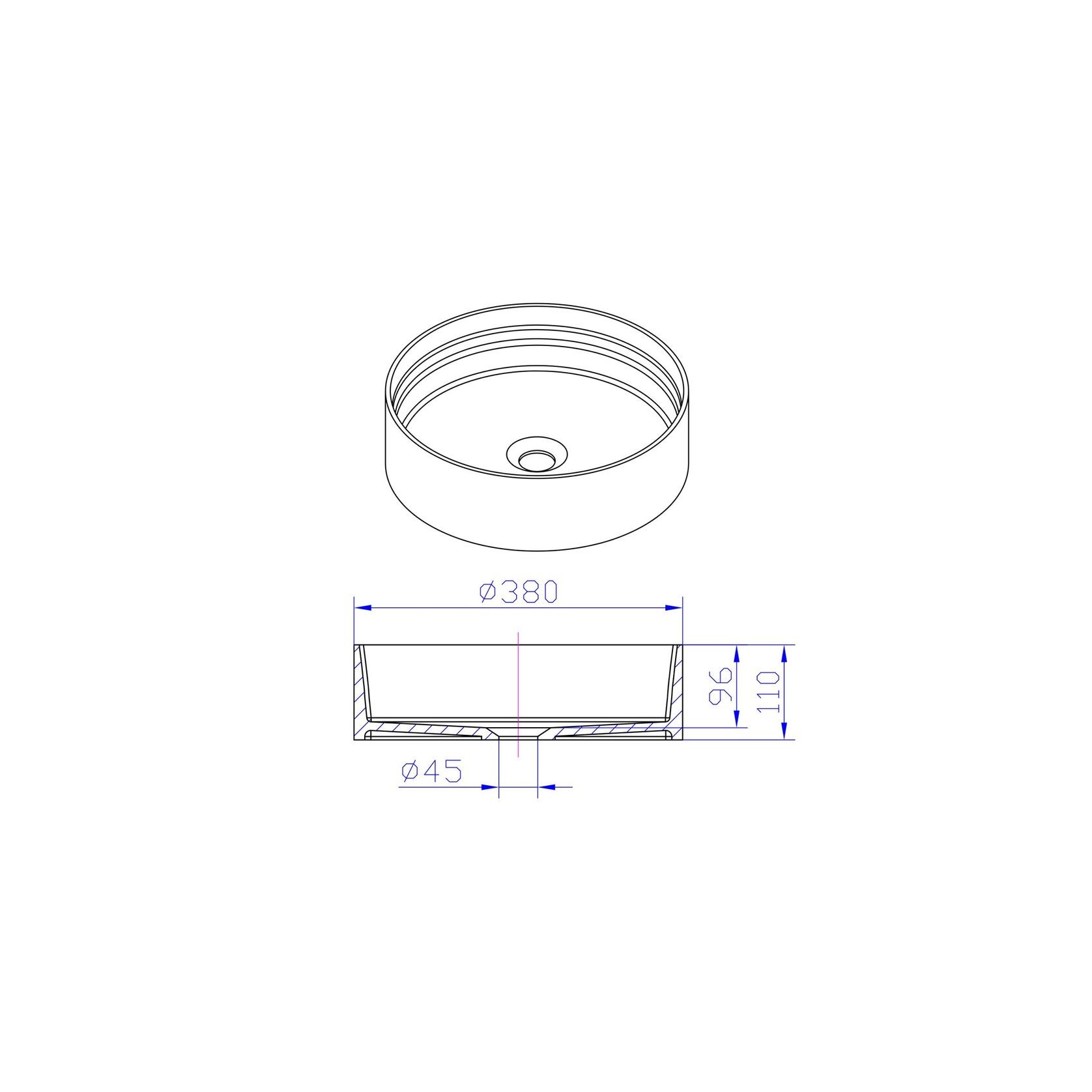 iStone Round Basin 380 x 110mm Matte White gallery detail image