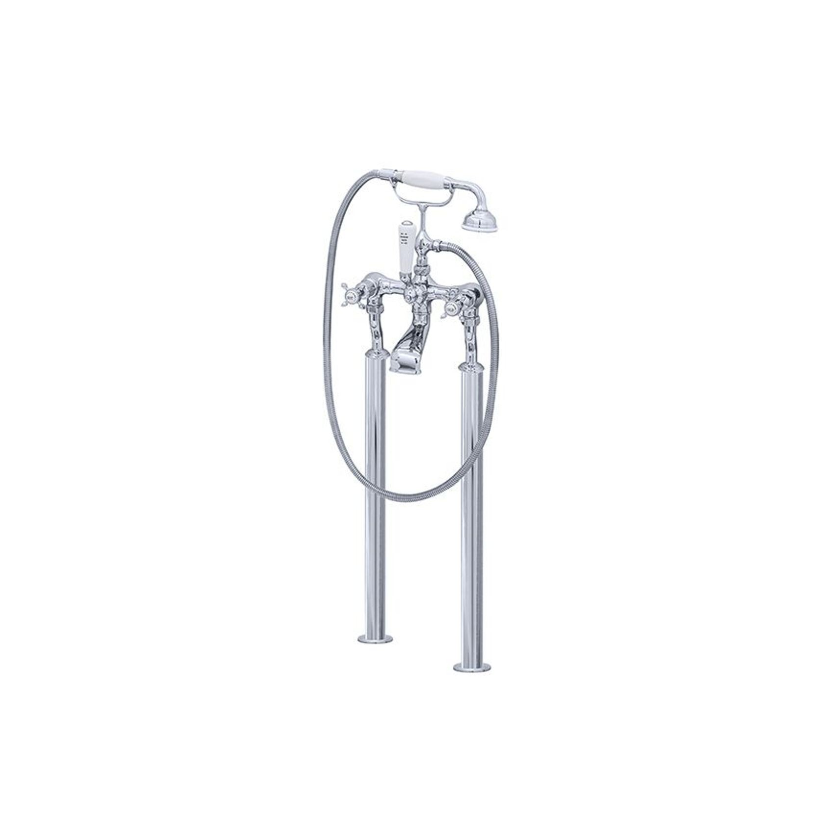 Perrin & Rowe - Bath Filler On Floorlegs With Handshower In Cradle & Crosshead Taps gallery detail image