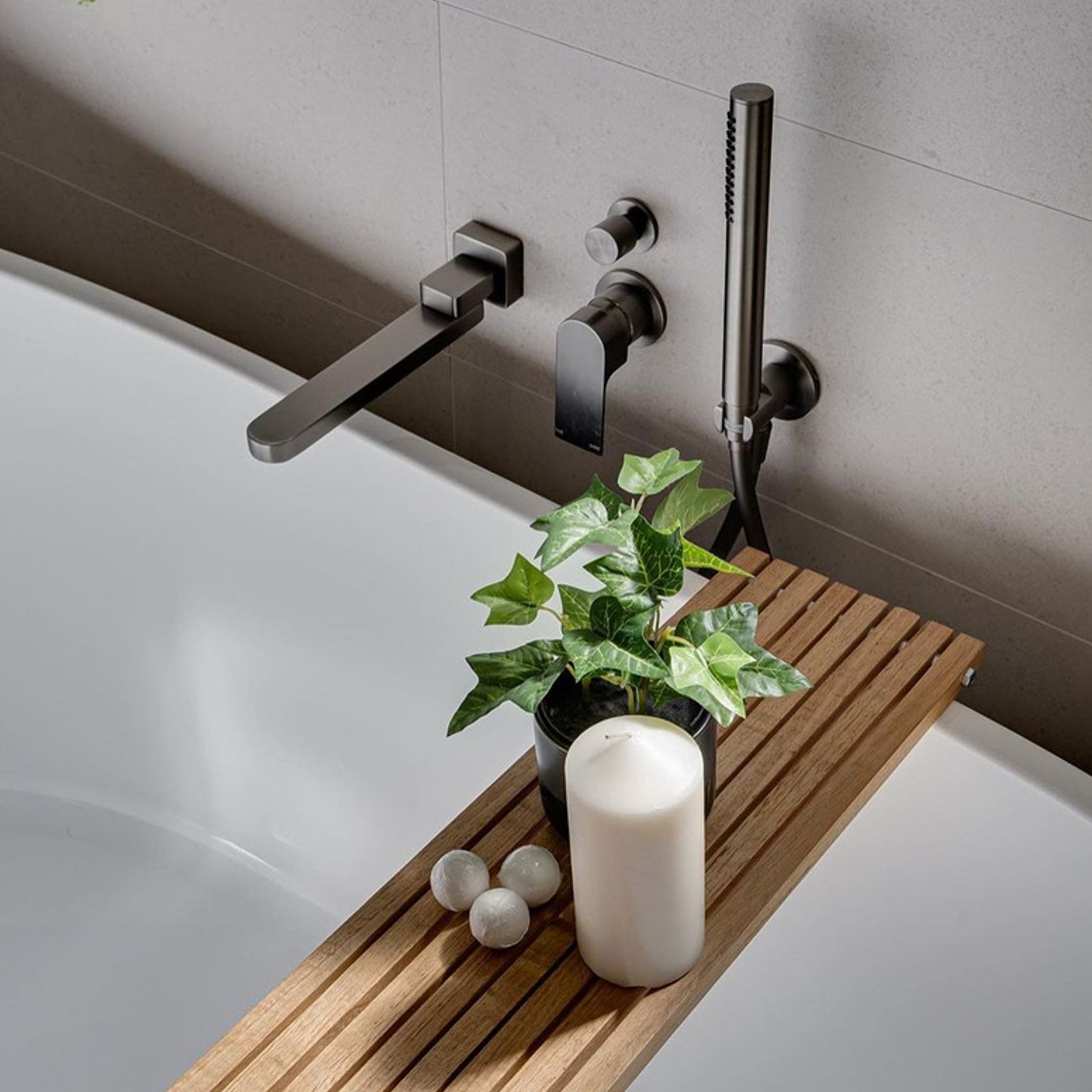 Bianca Swivel Bath Spout | Gun Metal gallery detail image