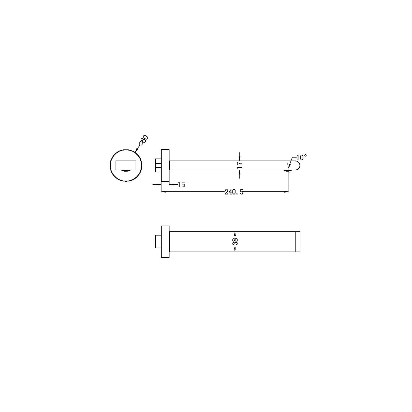 Bianca Fixed Bath Spout 240mm | Matte Black gallery detail image