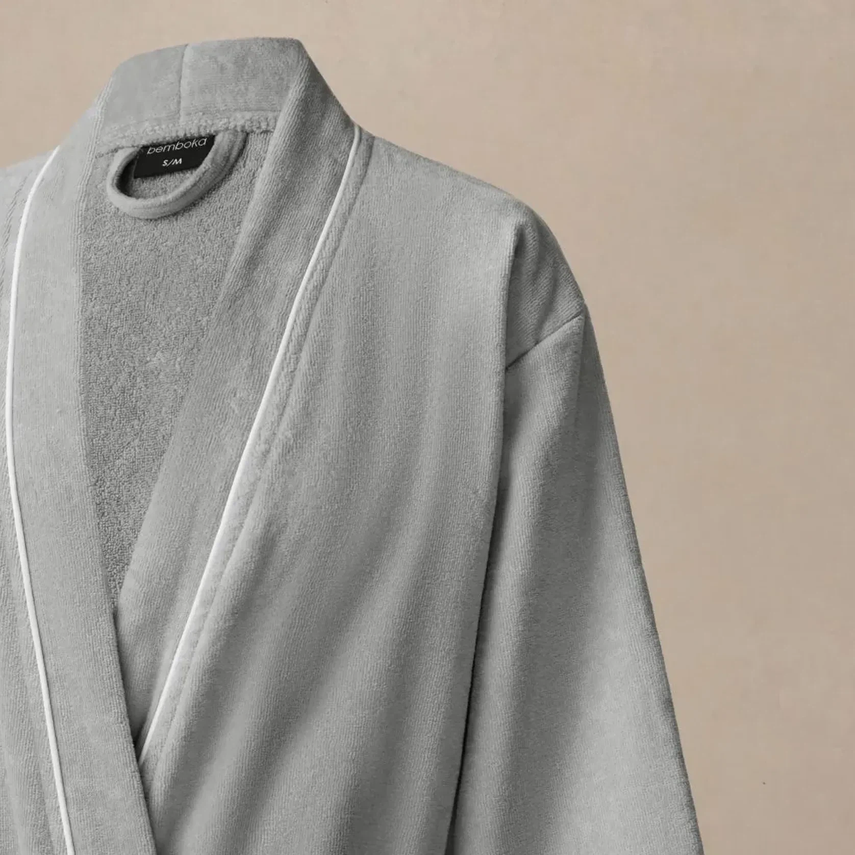 Cotton Velour Bathrobes with Piping gallery detail image