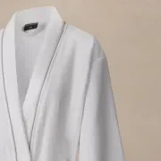 Cotton Velour Bathrobes with Piping gallery detail image