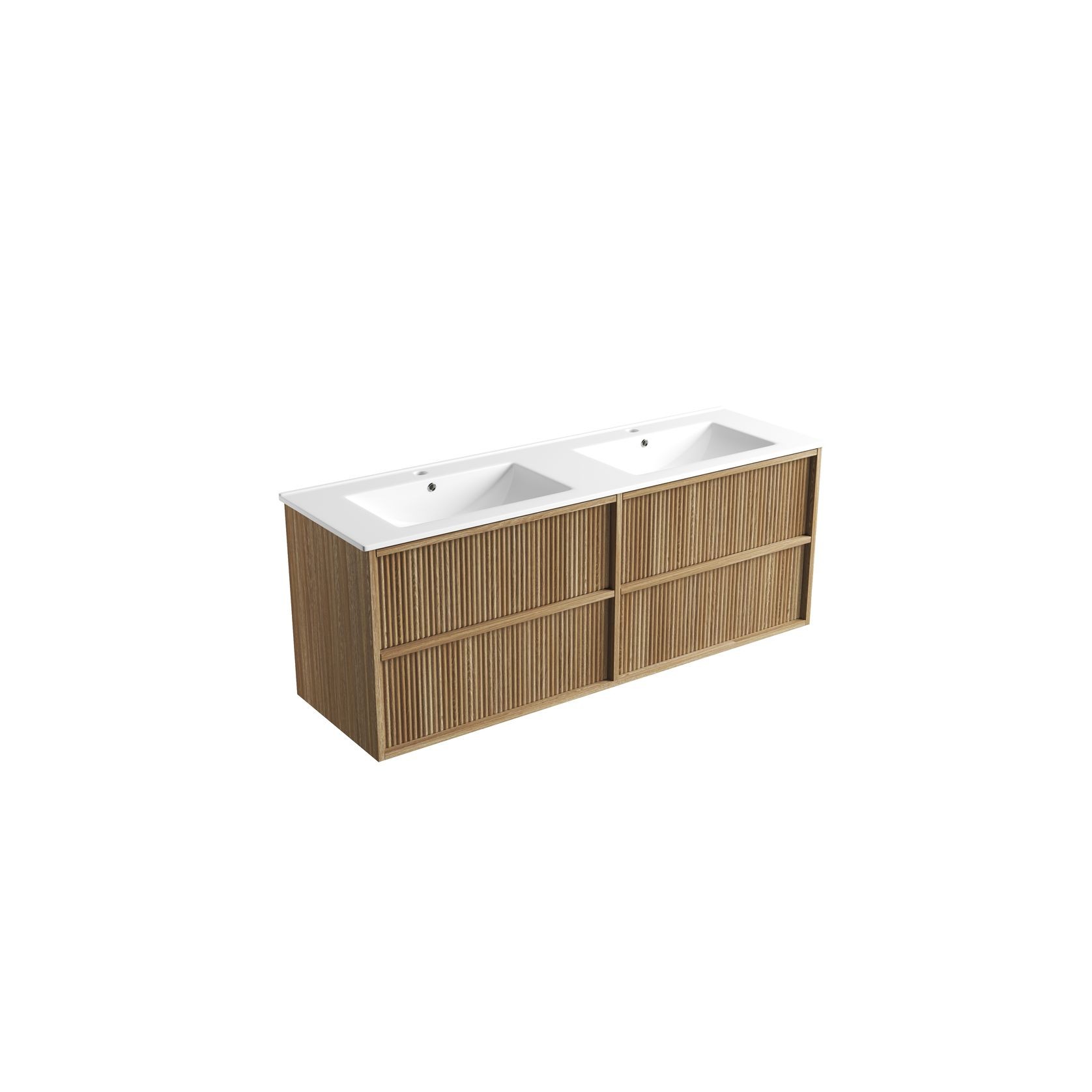 Aulic Venetta Fluted Wall Hung 1500m Harvest Oak vanity gallery detail image