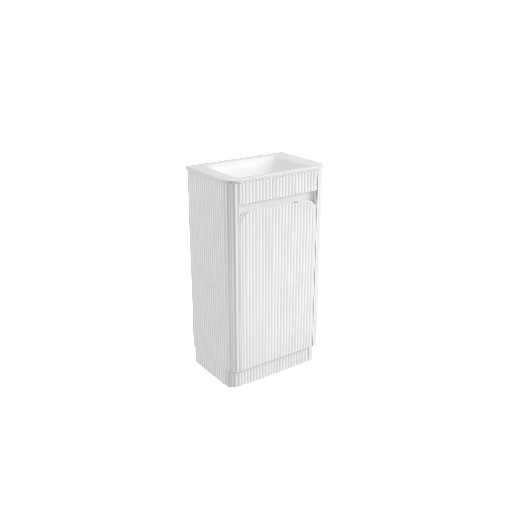 Aulic Mini  Fluted Floor Standing Matte White Cabinet gallery detail image