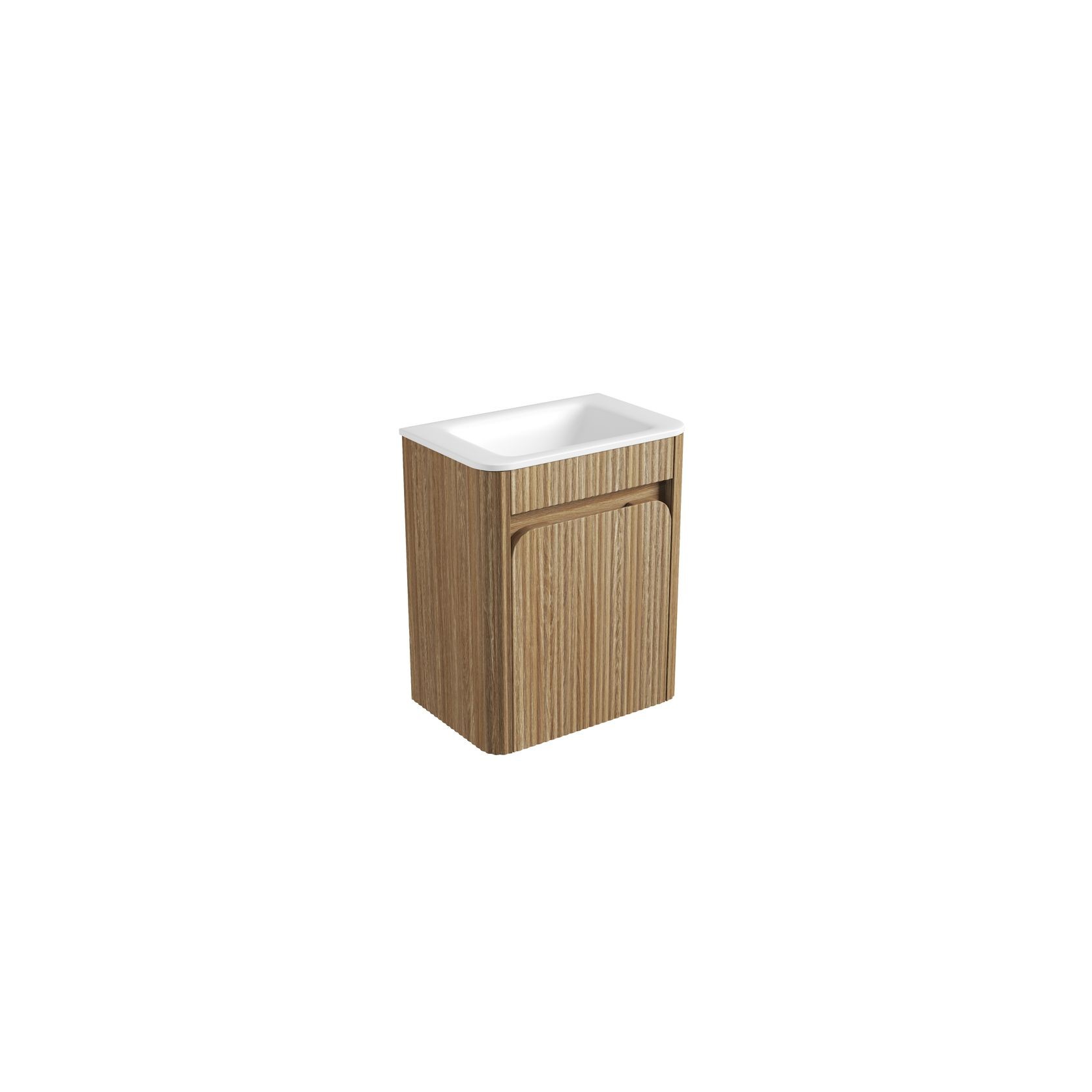 AulicMini Hartelle Fluted Wall Hung Harvest Oak Cabinet gallery detail image