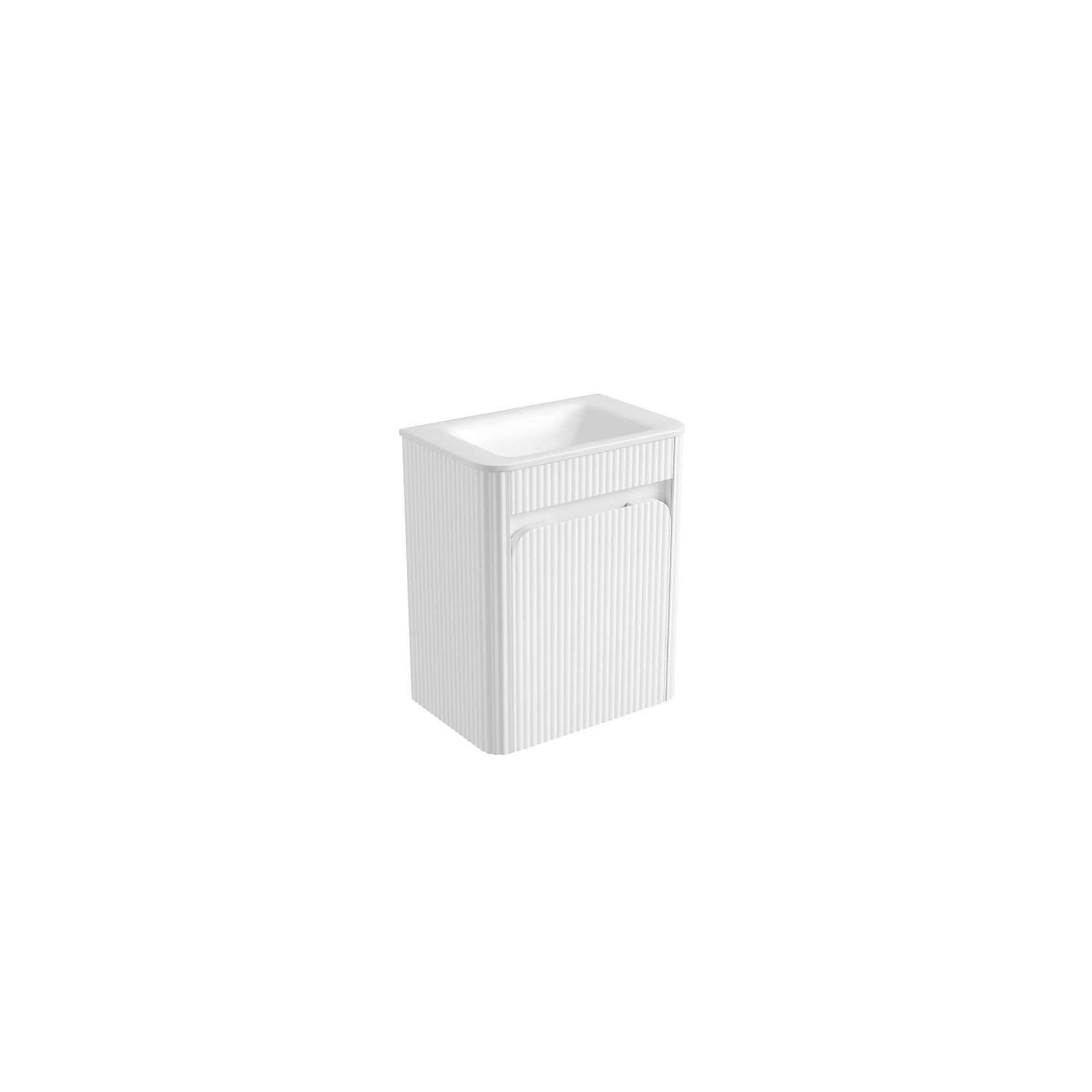 Aulic Mini Hartelle Fluted Wall Hung Matte White Vanity gallery detail image