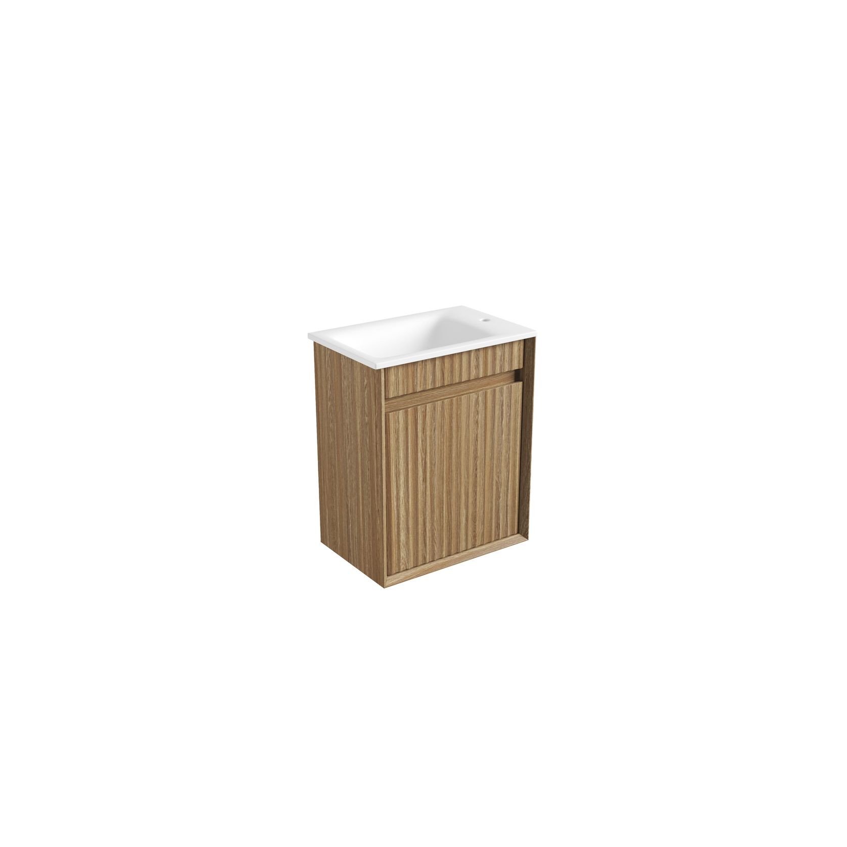 Aulic Mini Ravia Fluted Wall Hung Harvest Oak Cabinet gallery detail image