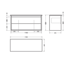 Pettine 1500 Double Bowl 4 Drawer Wall Vanity gallery detail image