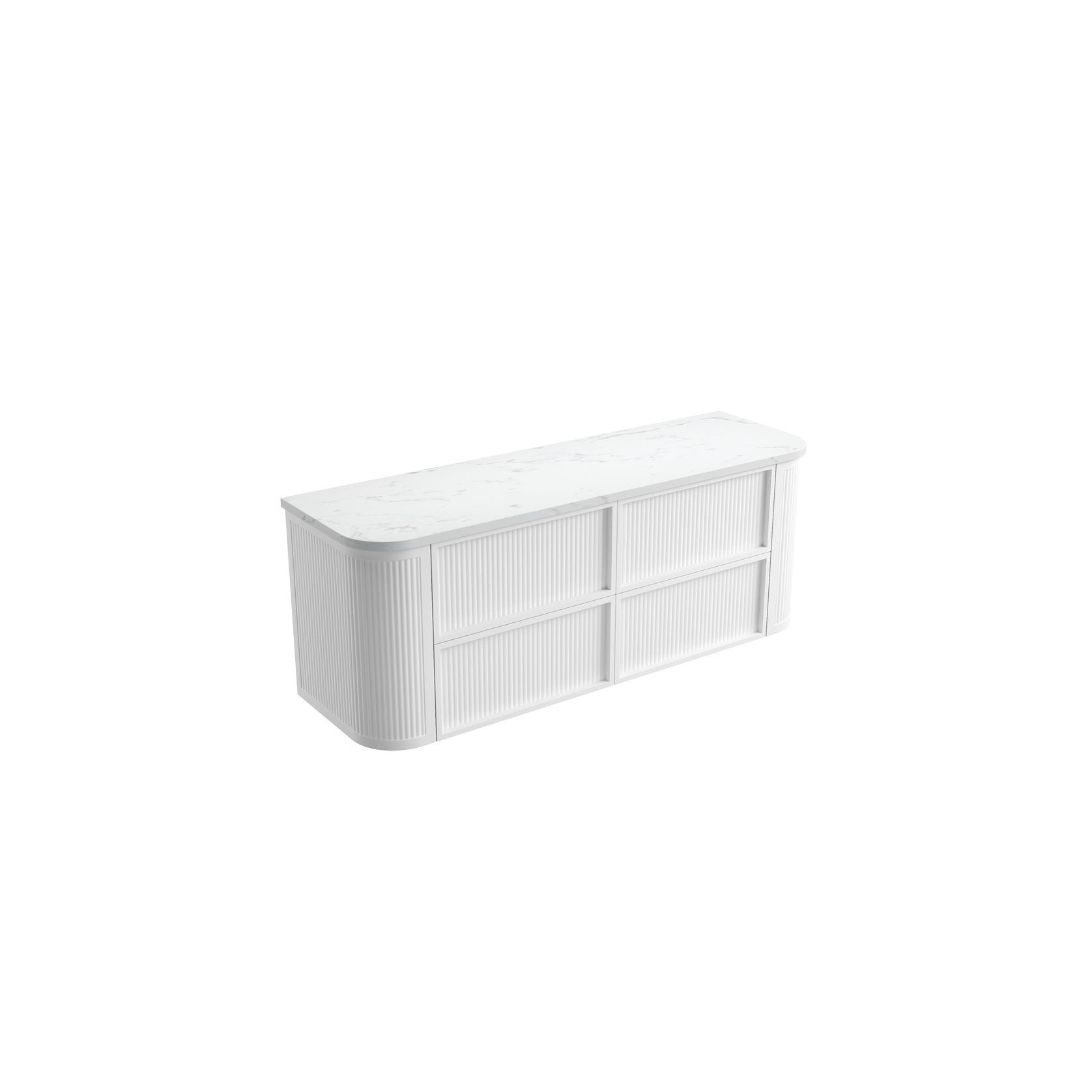 Aulic Ramee Fluted Wall Hung 1500mm Matte White Cabinet gallery detail image