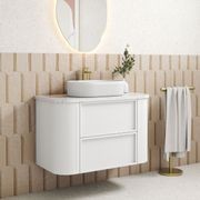 Aulic Ramee Fluted Wall Hung 900mm Matte White Cabinet gallery detail image