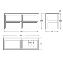 Telaio 1500 Single Right Bowl 4 Drawer Wall Vanity gallery detail image