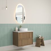 Aulic Venetta Fluted Wall Hung 750m Harvest Oak cabinet gallery detail image