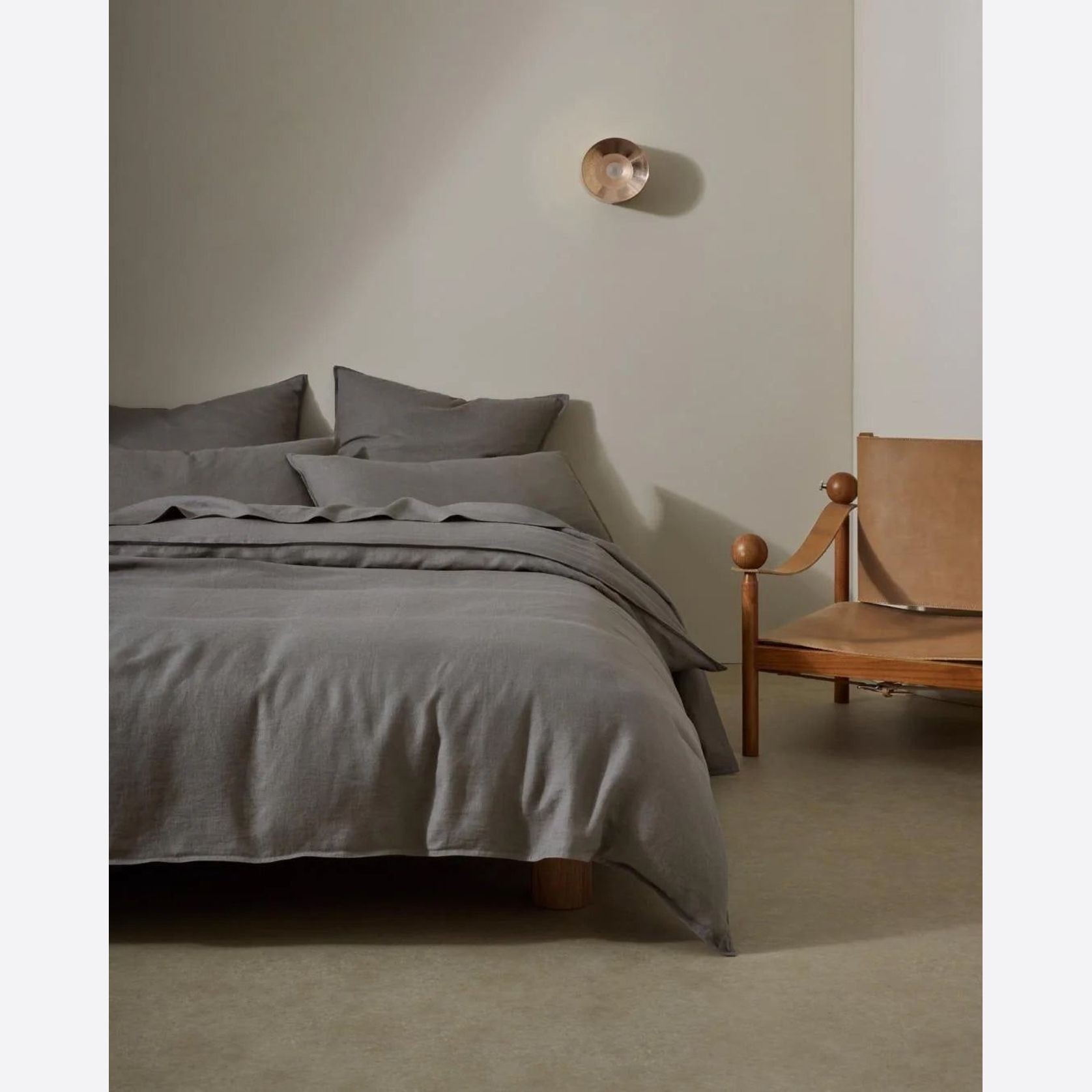 Ravello Linen Flat Sheet - Charcoal | Weave Home Bed Linen gallery detail image