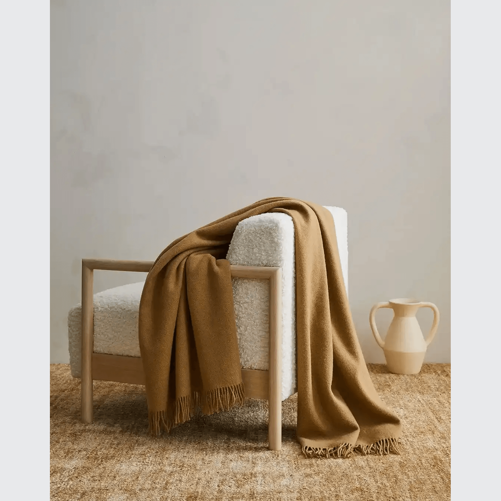 Weave Home Nevis Throw Blanket - Camel | NZ Lambswool gallery detail image