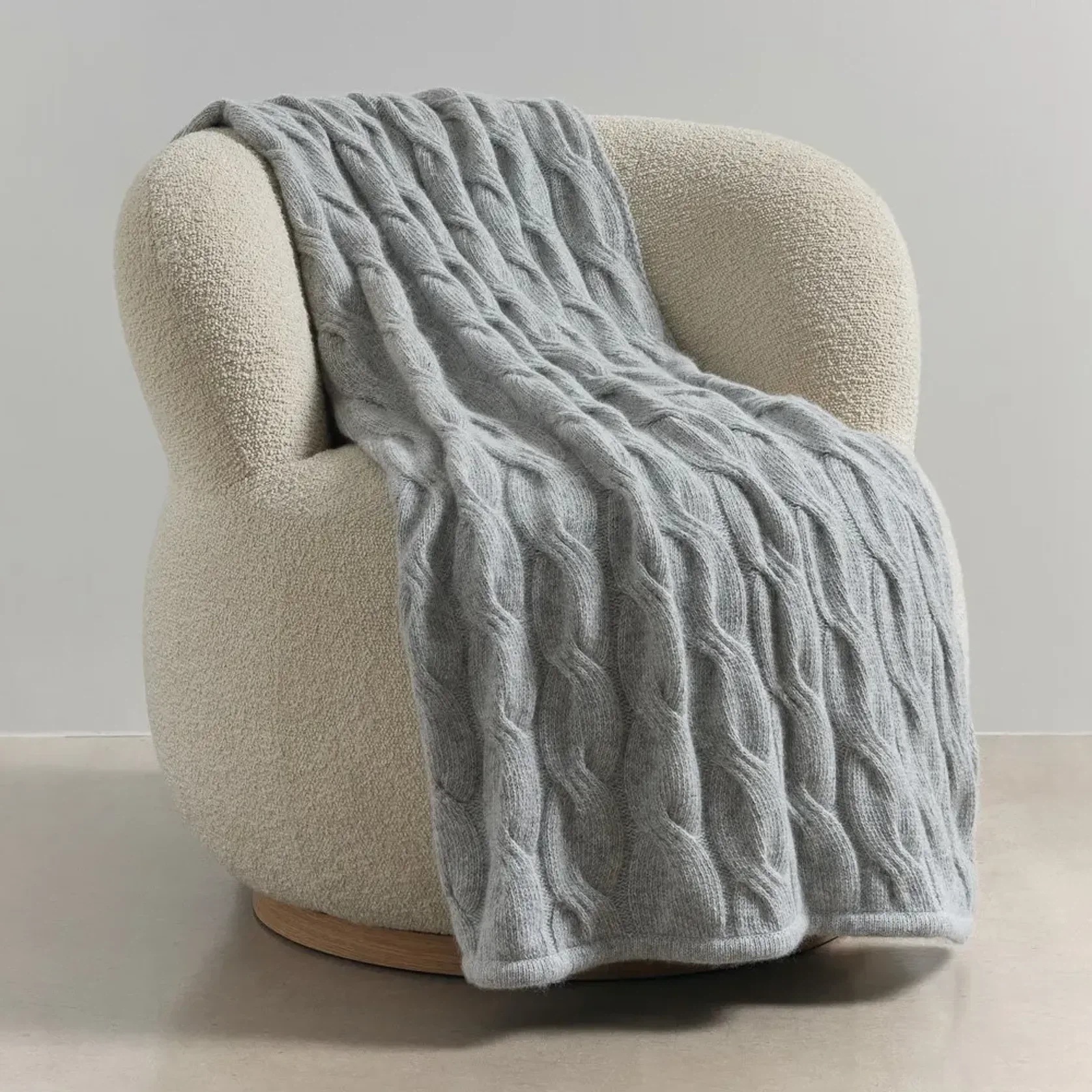 Chunky Cable Angora & Merino Wool Throws gallery detail image