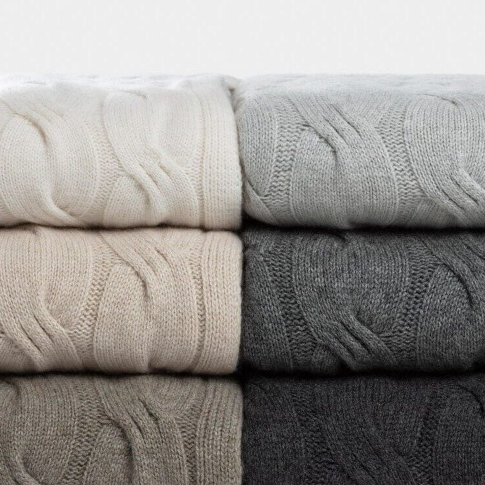 Chunky Cable Italian Cashmere Throws gallery detail image