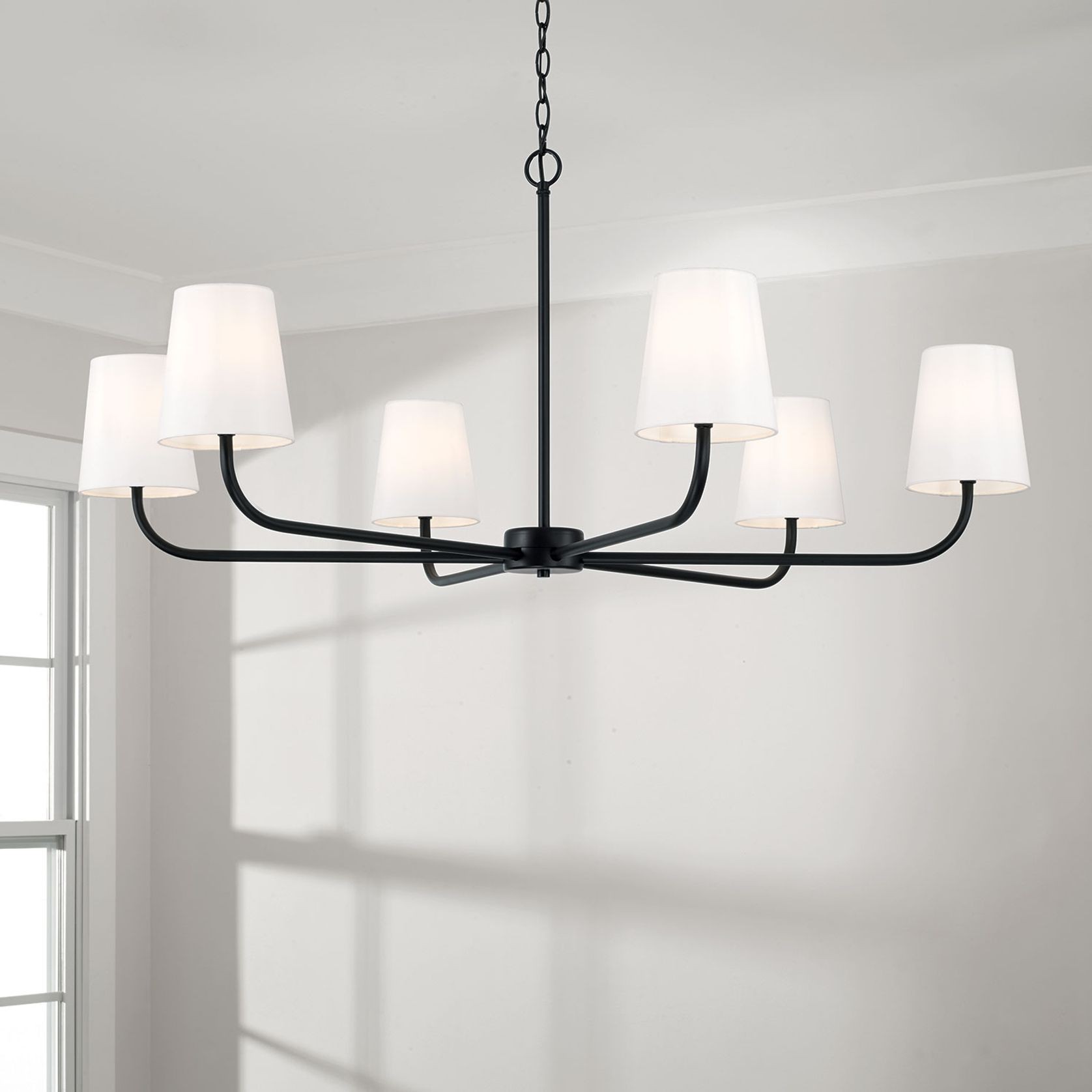 Winnie 6 Light Chandelier - Large in Matte Black gallery detail image