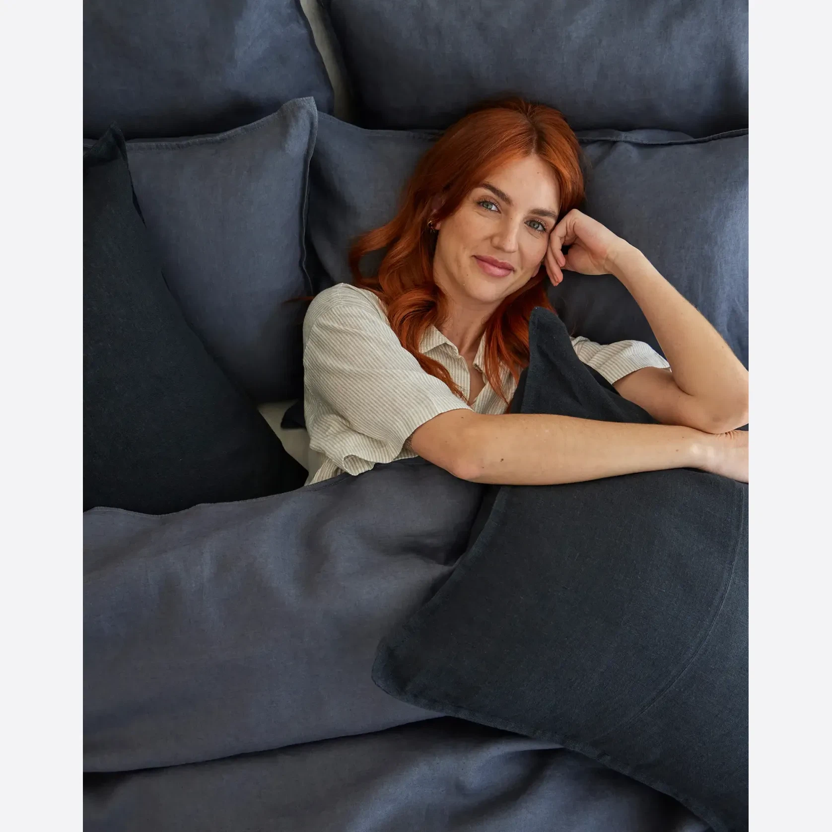 Weave Home European Linen Como Cushion - Shadow | Three Sizes gallery detail image