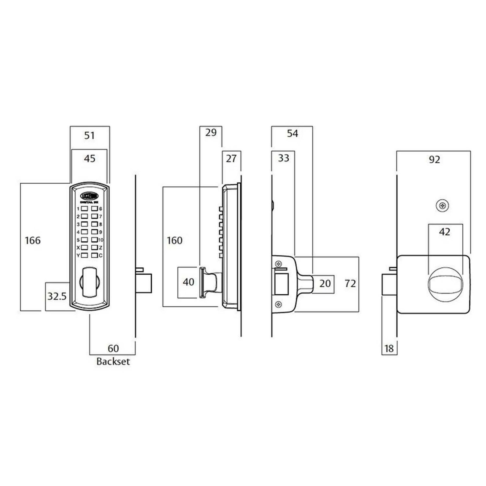 Lockwood 002 Digital Lock Set for Metal & Timber Doors gallery detail image