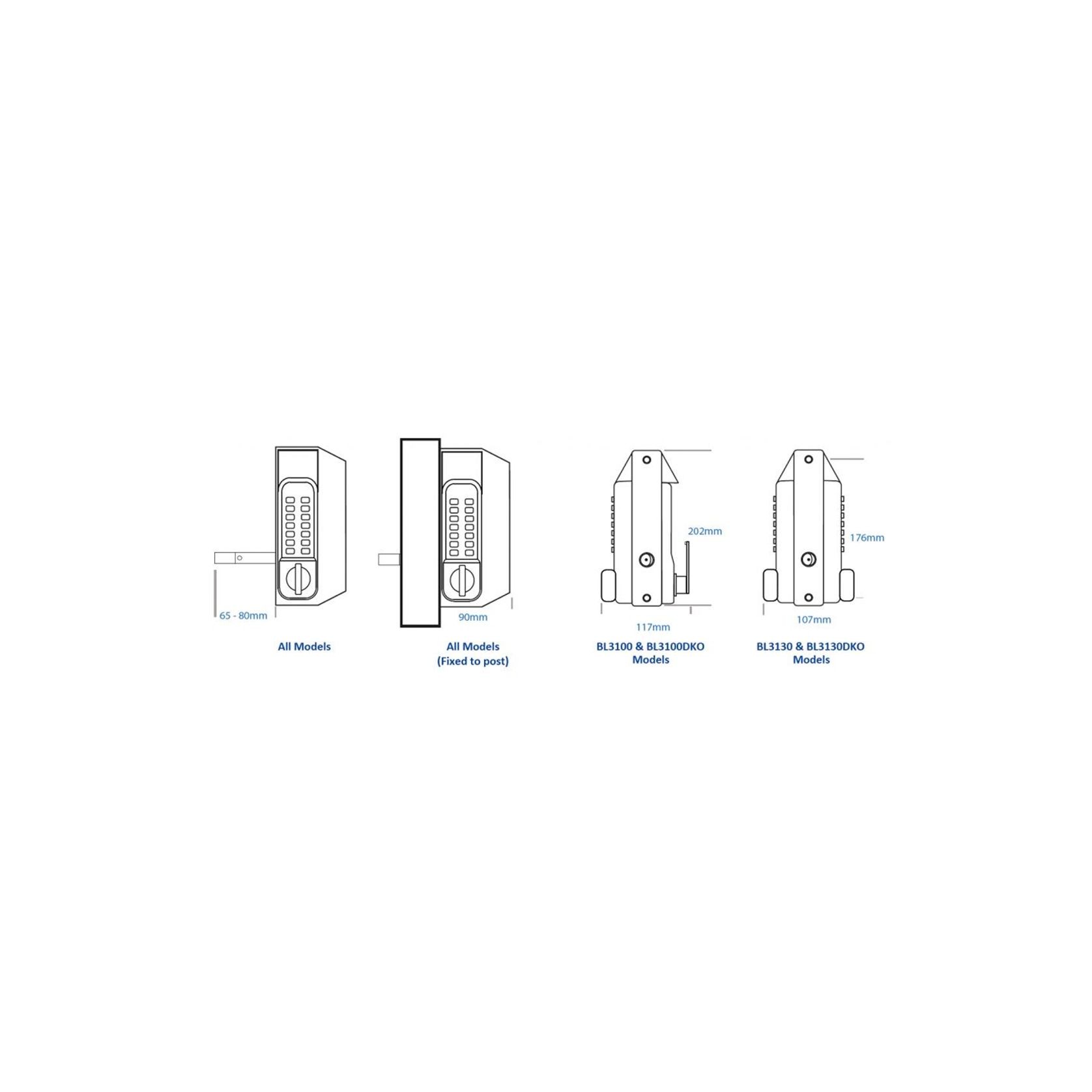 Borg Digital Gate Lock Marine Grade Black BL3100BLK gallery detail image