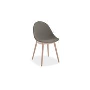 Pebble Fabric Dark Grey Upholstered Chair - Sled Base - White gallery detail image
