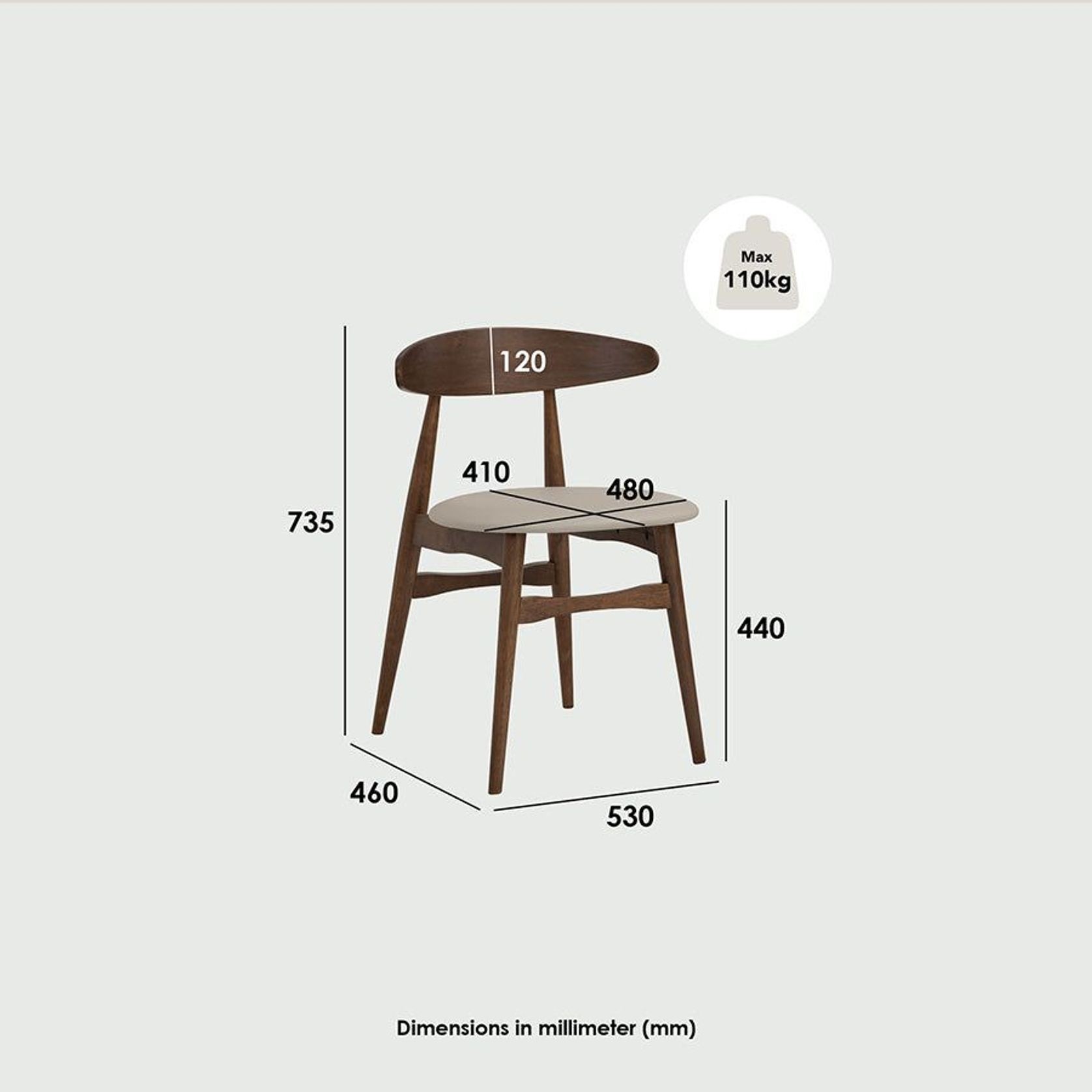 TELYN Dining Chair - Cocoa + Cream gallery detail image