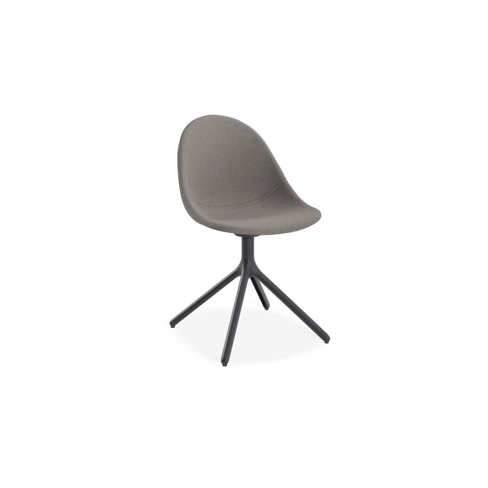 Pebble Fabric Dark Grey Upholstered Chair - Swivel Base - Black gallery detail image
