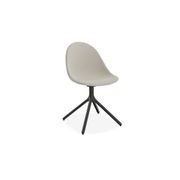Pebble Fabric Light Grey Upholstered Chair - Pyramid Fixed Base with Castors - Black gallery detail image