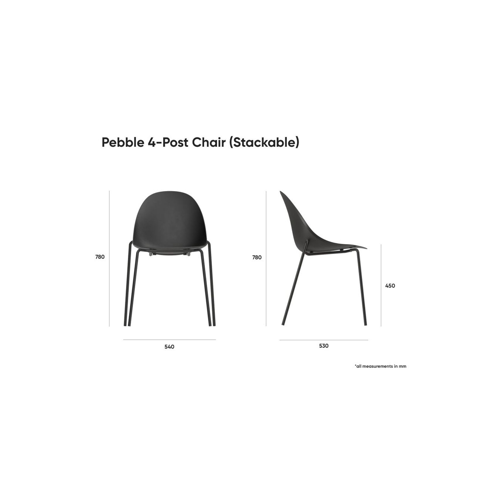 Pebble Fabric Dark Grey Upholstered Chair - Swivel Base w Castors - Black gallery detail image