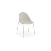 Pebble Fabric Light Grey Upholstered Chair - 4 Post Base - White gallery detail image