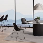 Pebble Chair Black Upholstered Vintage Seat - Sled Base - Black gallery detail image