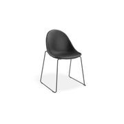 Pebble Chair Black Upholstered Vintage Seat - Pyramid Fixed Base with Castors - Black gallery detail image