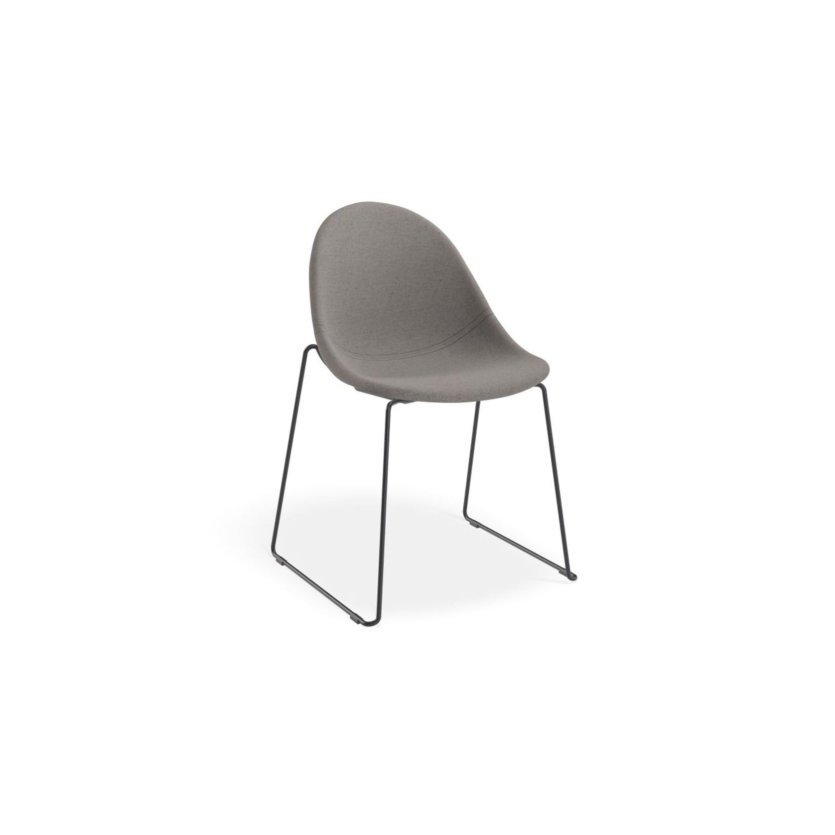 Pebble Fabric Dark Grey Upholstered Chair - Sled Base - Black gallery detail image