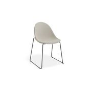 Pebble Fabric Light Grey Upholstered Chair - Pyramid Fixed Base with Castors - Black gallery detail image