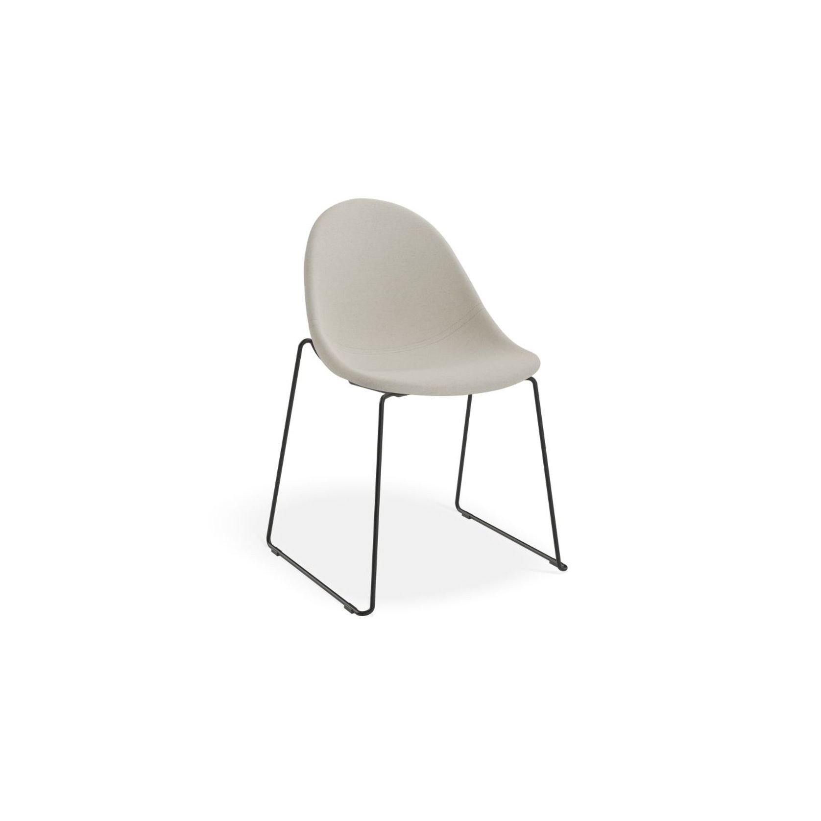 Pebble Fabric Light Grey Upholstered Chair - 4 Post Base - White gallery detail image