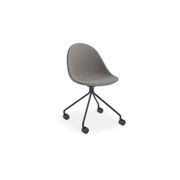 Pebble Fabric Dark Grey Upholstered Chair - Swivel Base w Castors - Black gallery detail image