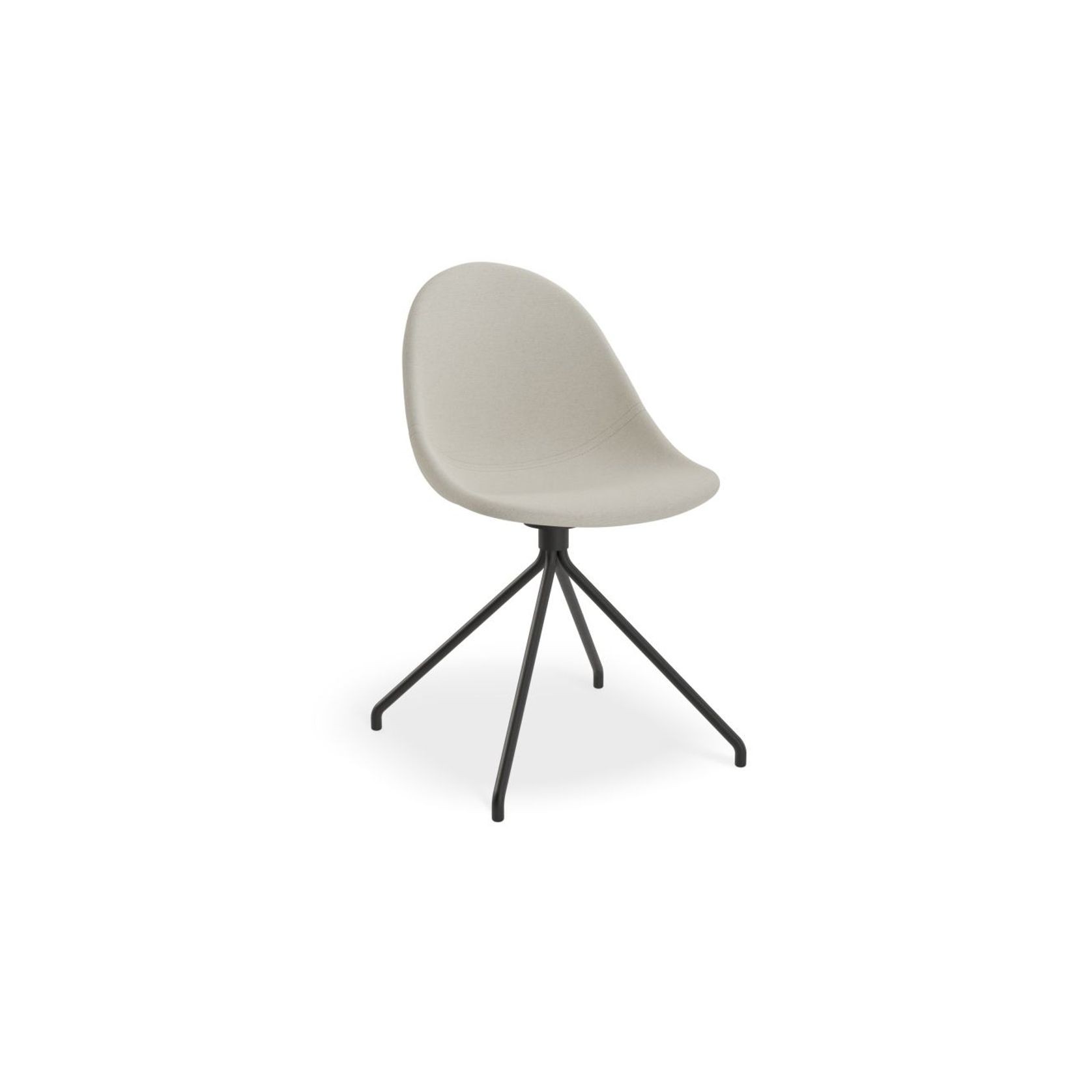 Pebble Fabric Light Grey Upholstered Chair - Pyramid Fixed Base with Castors - Black gallery detail image