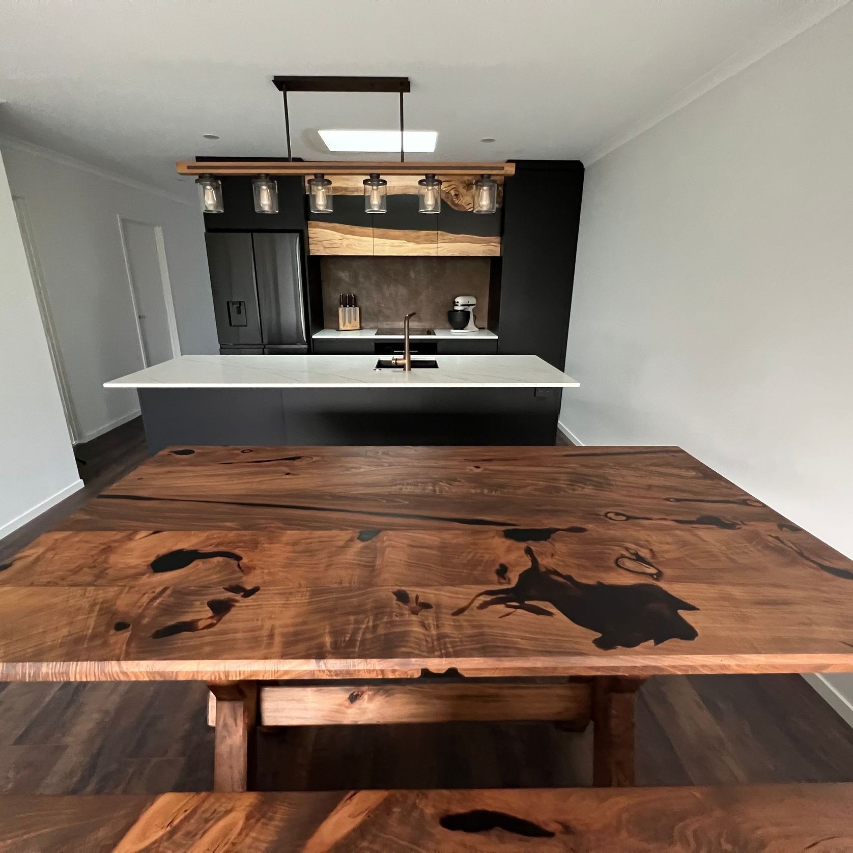 Bespoke Dining Table & Benches — Reclaimed Macrocarpa gallery detail image