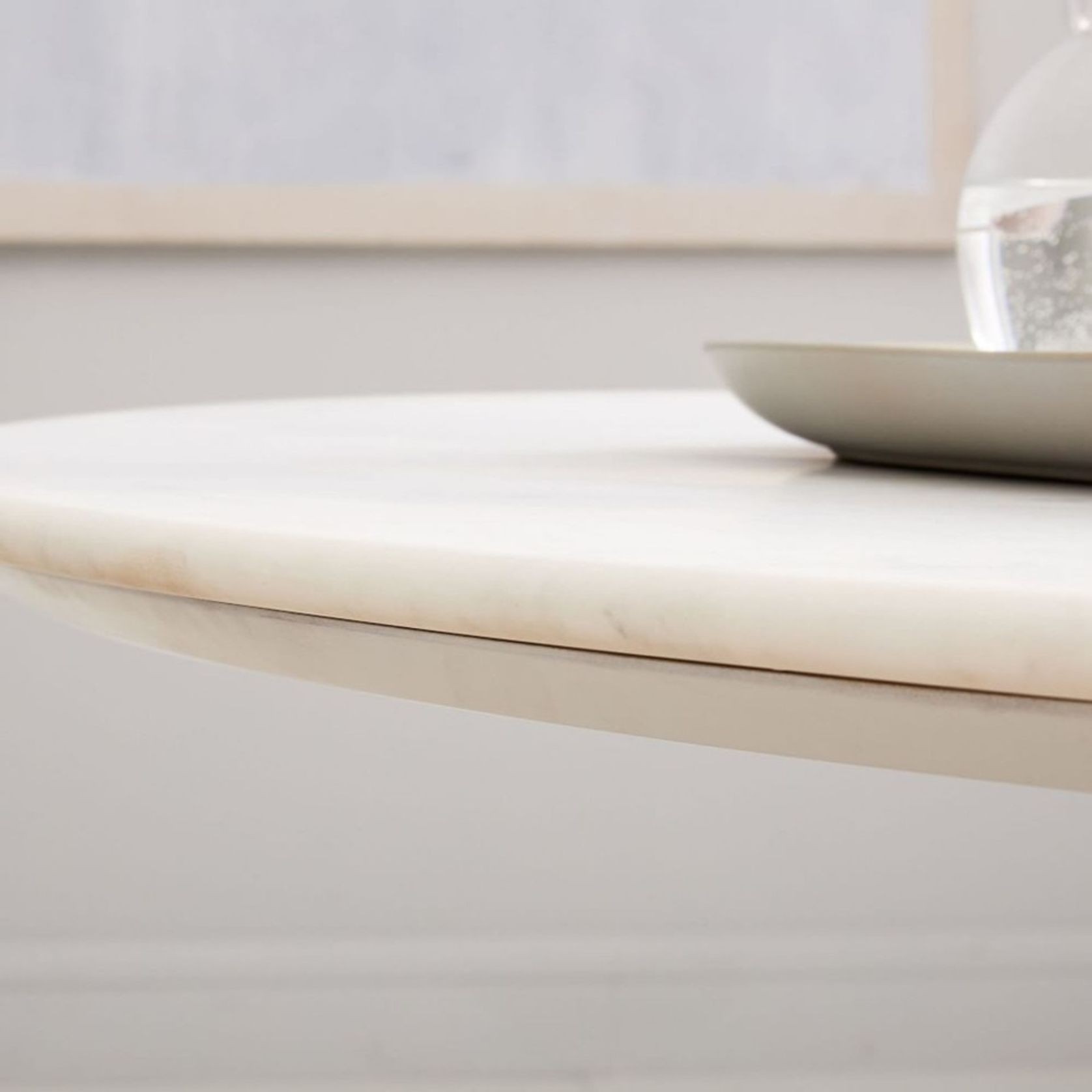 Silhouette Pedestal Marble Round Dining Table gallery detail image