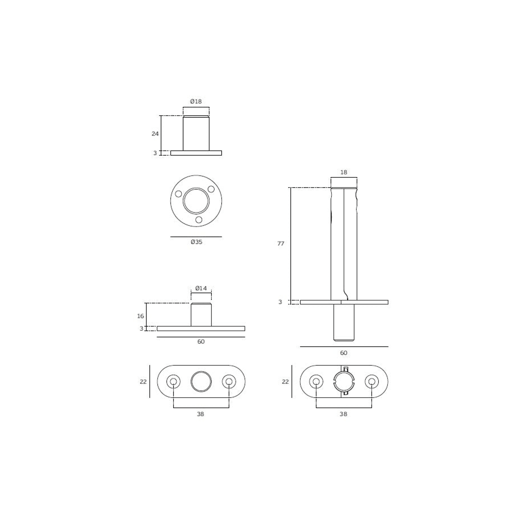 IN.05.208 Flush Hinge for Single or Double Action gallery detail image