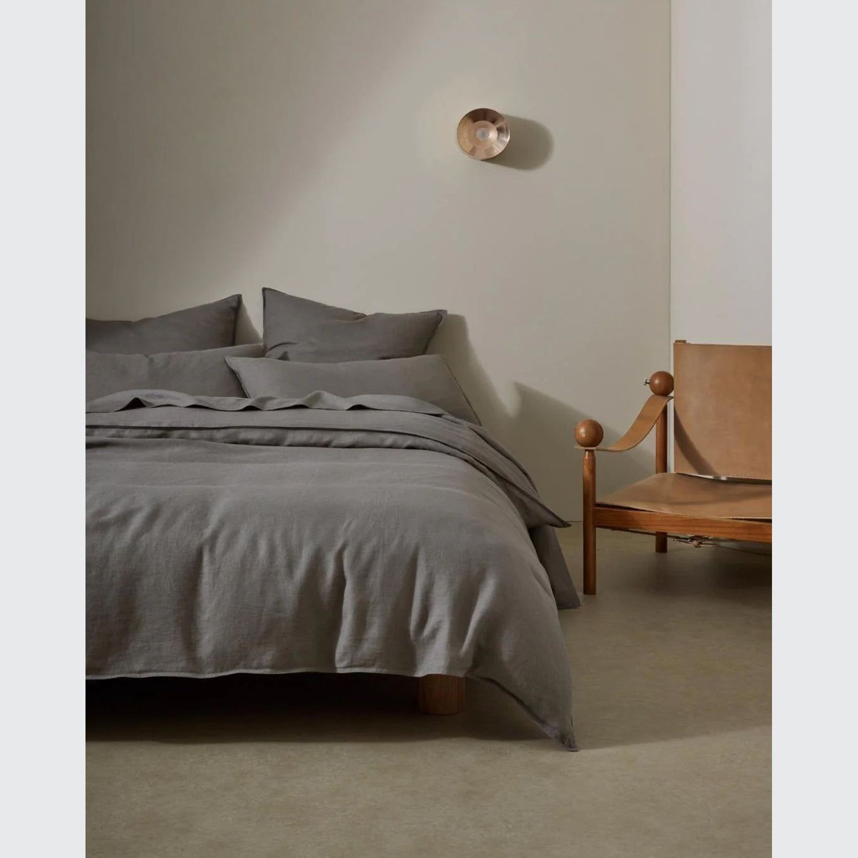 Ravello Linen Quilt Cover - Charcoal | Weave Home Bed Linen gallery detail image