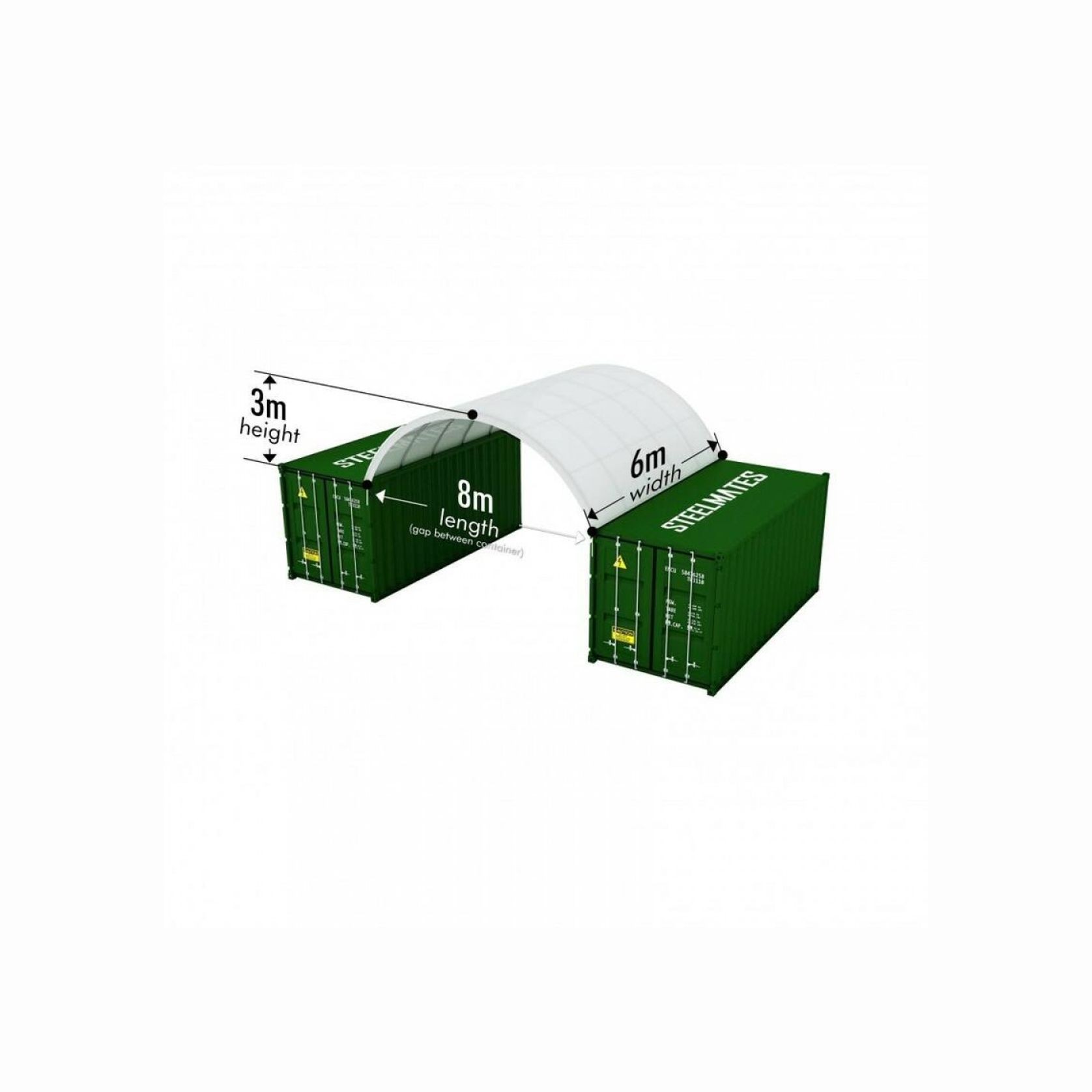 20FT Steel Structure Container Dome Shelter - 8m Length gallery detail image