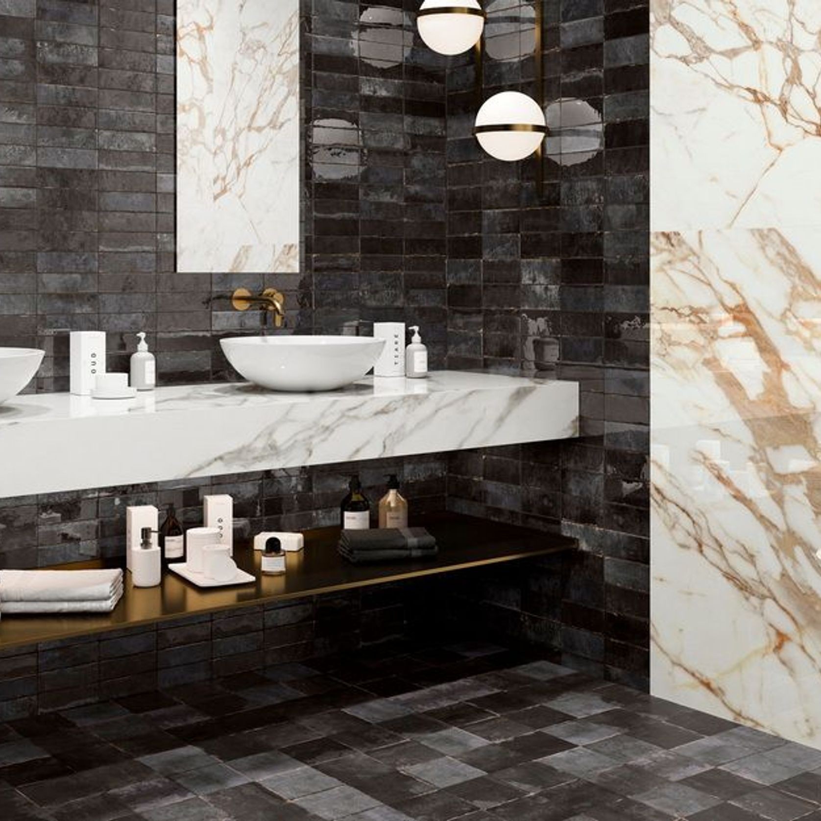 Tennessee Satin Black Satin Floor & Wall Tiles gallery detail image
